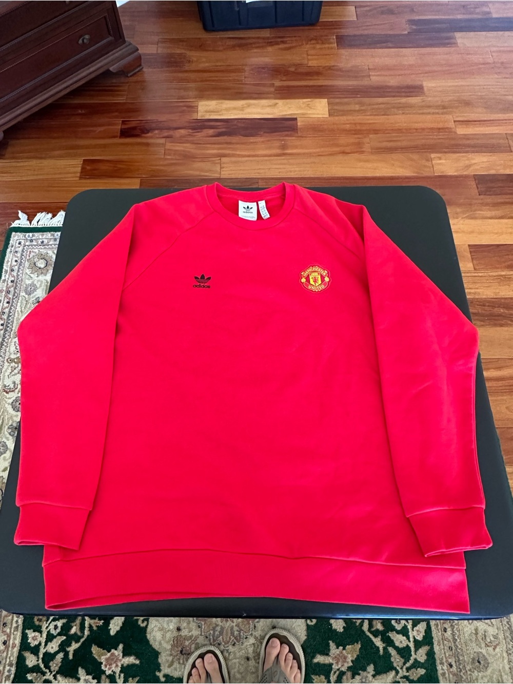 Adidas Manchester United Soccer Red Crewneck Sweatshirt Mens XXL